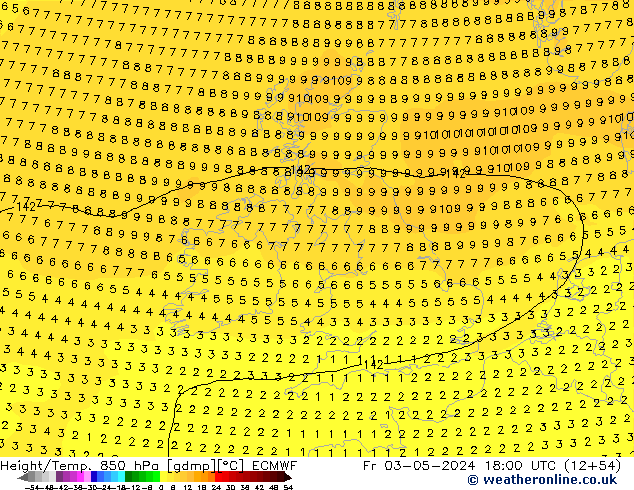 Z500/Rain (+SLP)/Z850 ECMWF Fr 03.05.2024 18 UTC