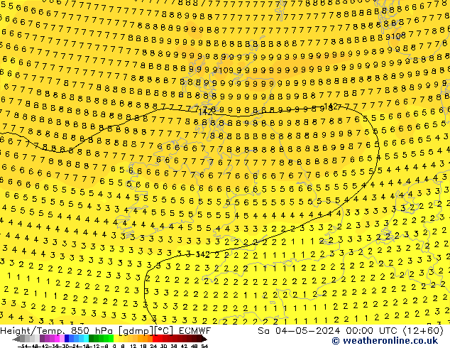 Z500/Yağmur (+YB)/Z850 ECMWF Cts 04.05.2024 00 UTC