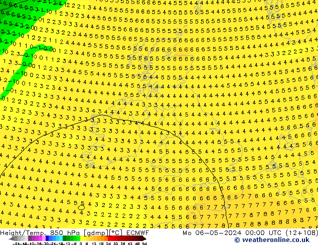 Z500/Rain (+SLP)/Z850 ECMWF Mo 06.05.2024 00 UTC