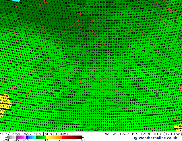 SLP/Temp. 850 hPa ECMWF We 08.05.2024 12 UTC