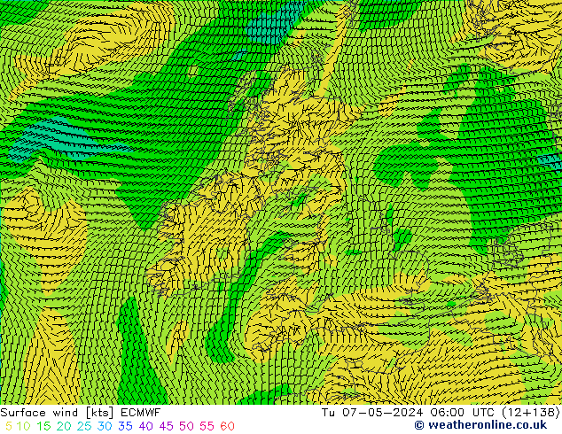 Rüzgar 10 m ECMWF Sa 07.05.2024 06 UTC