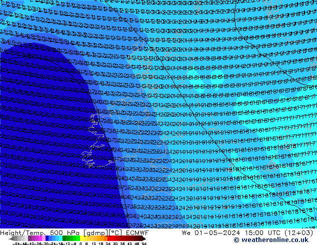 Height/Temp. 500 hPa ECMWF We 01.05.2024 15 UTC