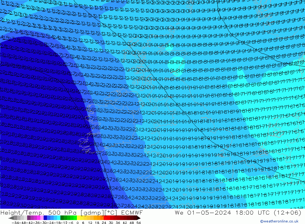 Z500/Rain (+SLP)/Z850 ECMWF mer 01.05.2024 18 UTC