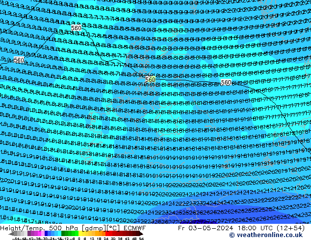 Z500/Rain (+SLP)/Z850 ECMWF Fr 03.05.2024 18 UTC