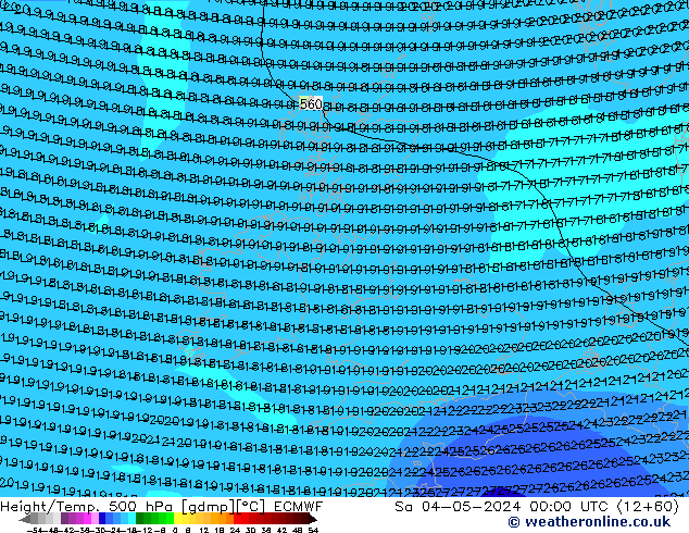 Z500/Yağmur (+YB)/Z850 ECMWF Cts 04.05.2024 00 UTC