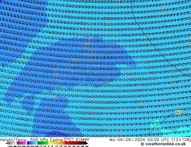 Z500/Rain (+SLP)/Z850 ECMWF Mo 06.05.2024 00 UTC