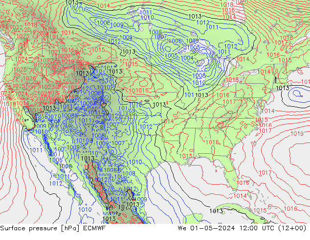 ciśnienie ECMWF śro. 01.05.2024 12 UTC