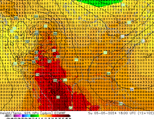 Hoogte/Temp. 925 hPa ECMWF zo 05.05.2024 18 UTC