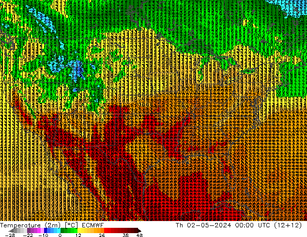 Temperature (2m) ECMWF Čt 02.05.2024 00 UTC