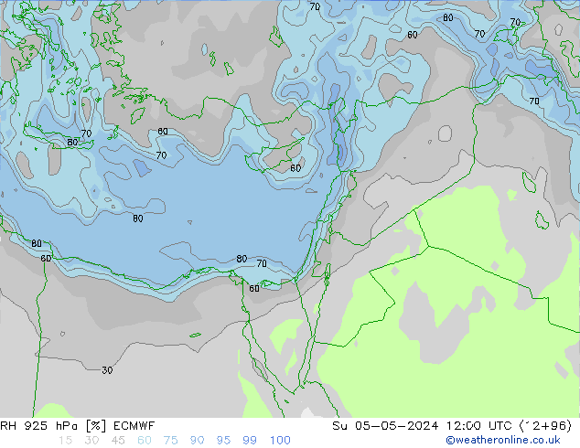 RH 925 hPa ECMWF Su 05.05.2024 12 UTC