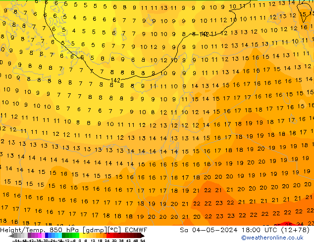 Z500/Rain (+SLP)/Z850 ECMWF so. 04.05.2024 18 UTC