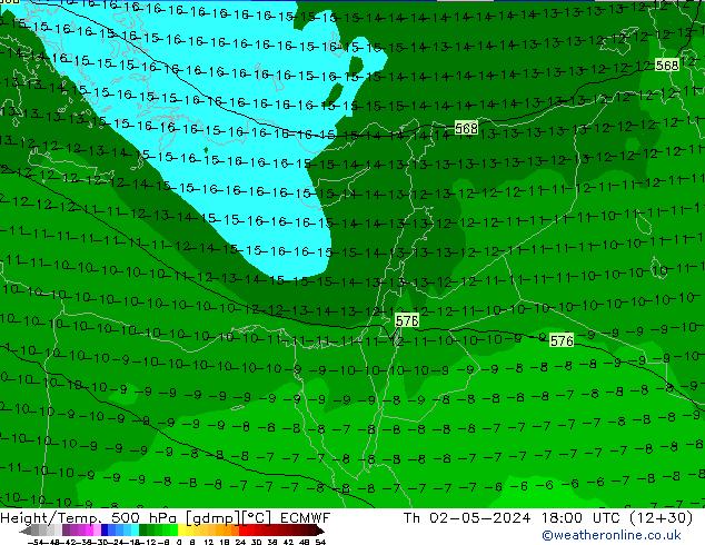 Z500/Yağmur (+YB)/Z850 ECMWF Per 02.05.2024 18 UTC