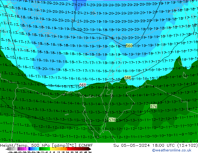 Z500/Rain (+SLP)/Z850 ECMWF dom 05.05.2024 18 UTC