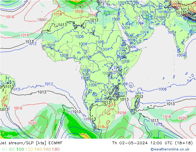 Jet stream/SLP ECMWF Th 02.05.2024 12 UTC