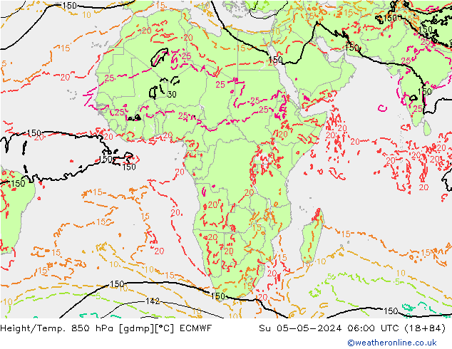 Z500/Rain (+SLP)/Z850 ECMWF nie. 05.05.2024 06 UTC