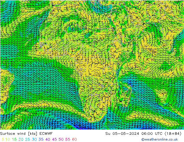 Rüzgar 10 m ECMWF Paz 05.05.2024 06 UTC