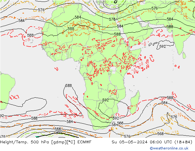 Z500/Rain (+SLP)/Z850 ECMWF nie. 05.05.2024 06 UTC