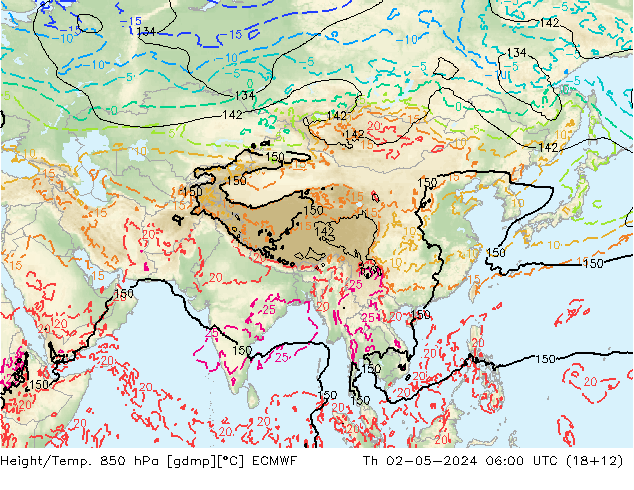 Z500/Rain (+SLP)/Z850 ECMWF Th 02.05.2024 06 UTC