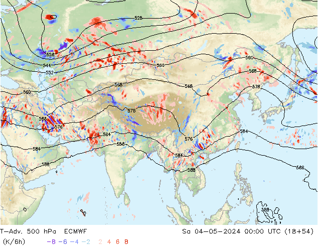 T-Adv. 500 hPa ECMWF sáb 04.05.2024 00 UTC