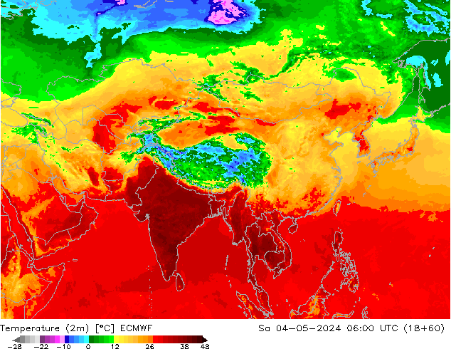 Sıcaklık Haritası (2m) ECMWF Cts 04.05.2024 06 UTC