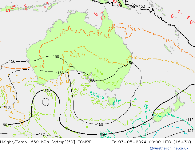 Z500/Yağmur (+YB)/Z850 ECMWF Cu 03.05.2024 00 UTC