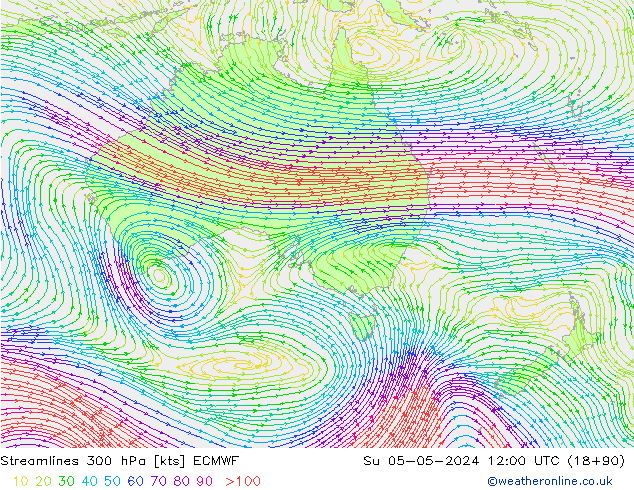 Streamlines 300 hPa ECMWF Su 05.05.2024 12 UTC