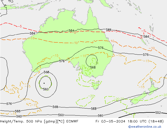 Z500/Regen(+SLP)/Z850 ECMWF vr 03.05.2024 18 UTC