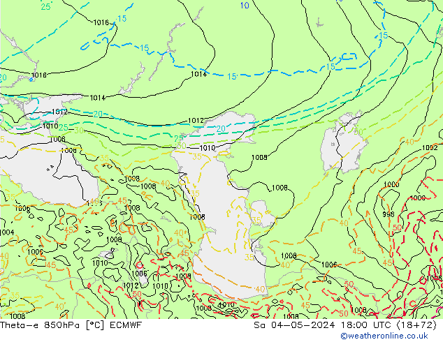 Theta-e 850hPa ECMWF sáb 04.05.2024 18 UTC