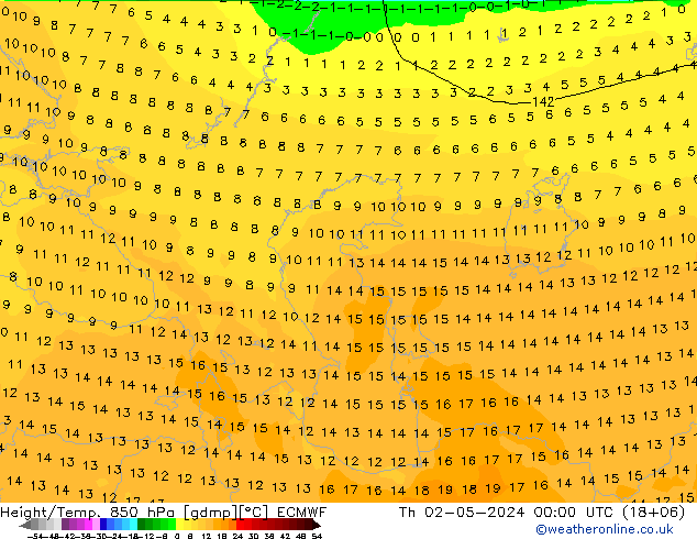 Z500/Rain (+SLP)/Z850 ECMWF Th 02.05.2024 00 UTC