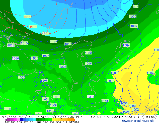 Dikte700-1000 hPa ECMWF za 04.05.2024 06 UTC