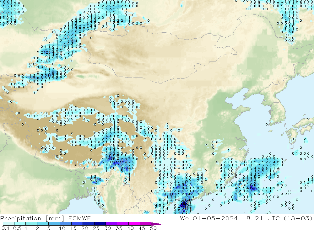 降水 ECMWF 星期三 01.05.2024 21 UTC
