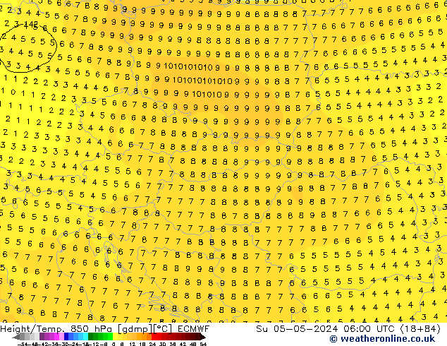 Z500/Rain (+SLP)/Z850 ECMWF Вс 05.05.2024 06 UTC