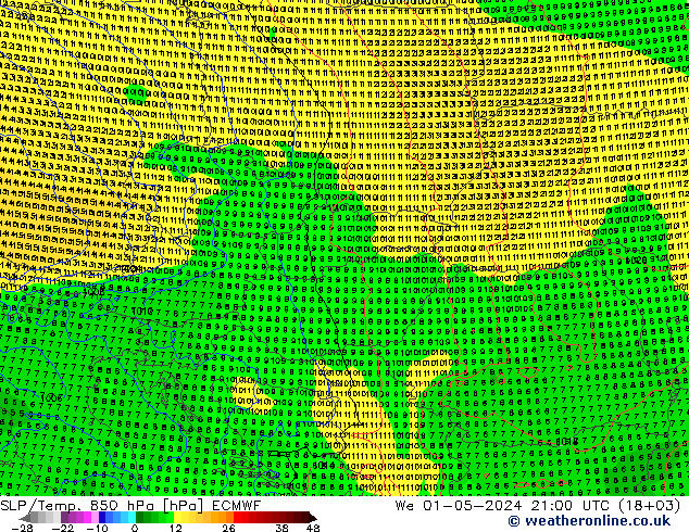 SLP/Temp. 850 hPa ECMWF We 01.05.2024 21 UTC