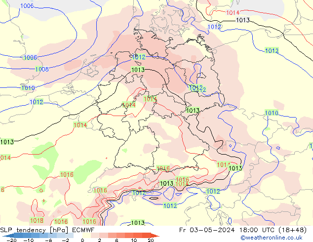 Tendance de pression  ECMWF ven 03.05.2024 18 UTC