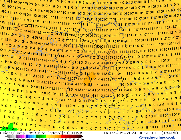 Z500/Rain (+SLP)/Z850 ECMWF jue 02.05.2024 00 UTC