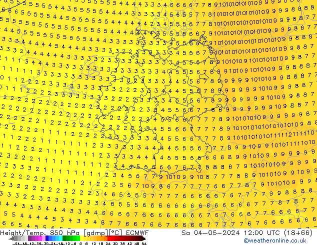 Z500/Yağmur (+YB)/Z850 ECMWF Cts 04.05.2024 12 UTC