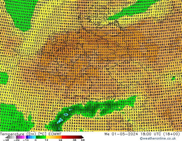 température (2m) ECMWF mer 01.05.2024 18 UTC