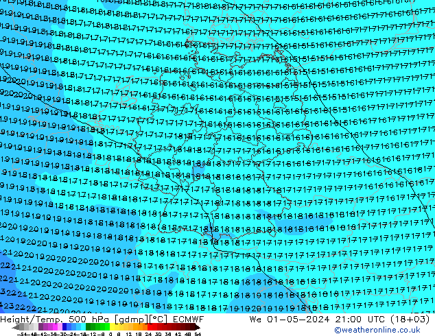 Geop./Temp. 500 hPa ECMWF mié 01.05.2024 21 UTC