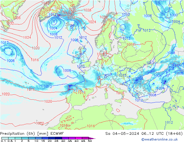 Z500/Rain (+SLP)/Z850 ECMWF Sa 04.05.2024 12 UTC