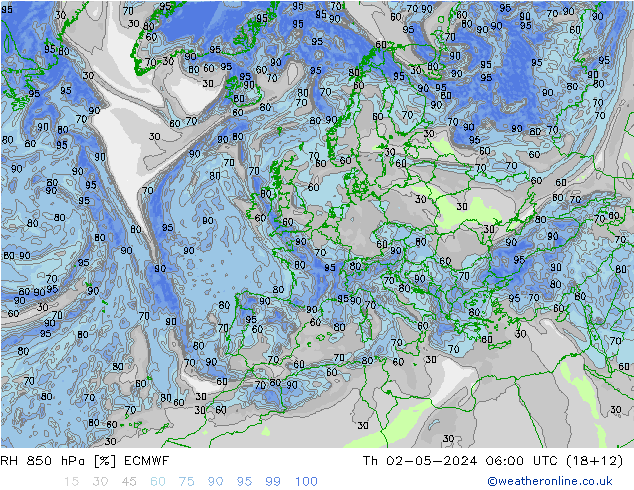 RH 850 hPa ECMWF Th 02.05.2024 06 UTC