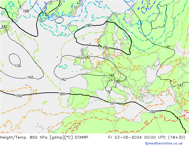 Z500/Rain (+SLP)/Z850 ECMWF Fr 03.05.2024 00 UTC