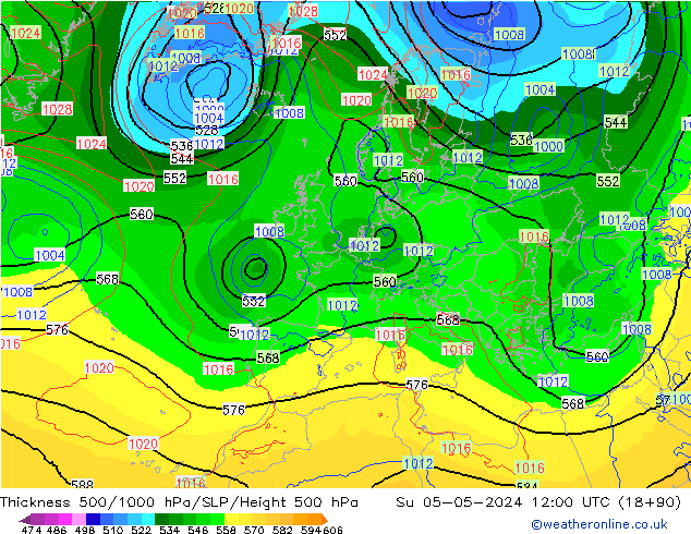 Thck 500-1000hPa ECMWF Su 05.05.2024 12 UTC