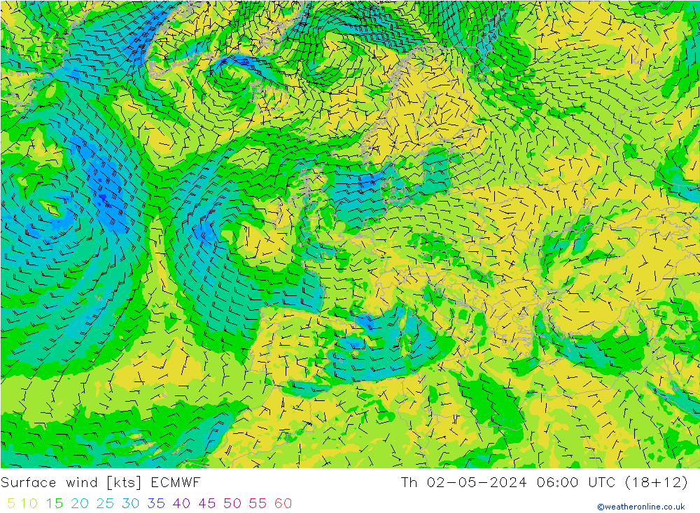 Surface wind ECMWF Th 02.05.2024 06 UTC