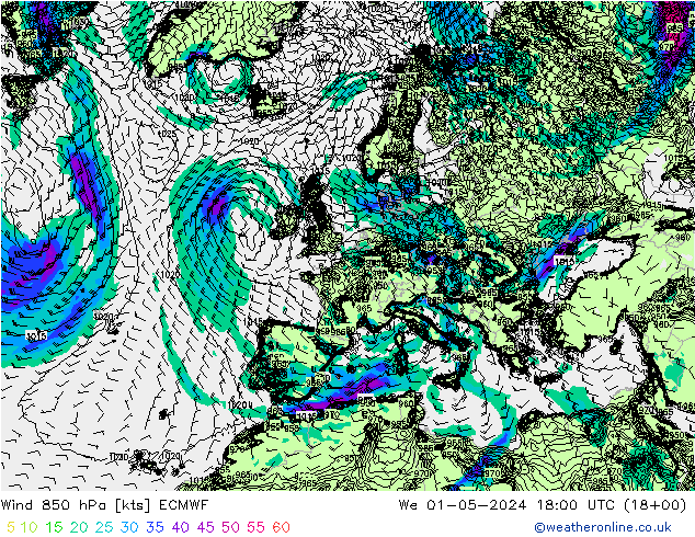 Wind 850 hPa ECMWF We 01.05.2024 18 UTC