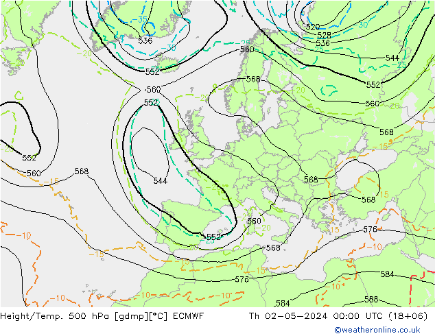 Z500/Rain (+SLP)/Z850 ECMWF jue 02.05.2024 00 UTC