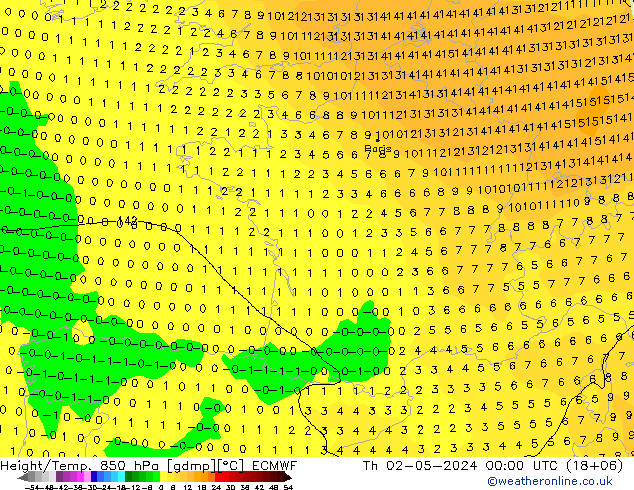 Z500/Rain (+SLP)/Z850 ECMWF Th 02.05.2024 00 UTC