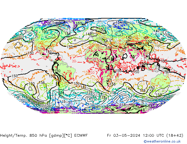 Height/Temp. 850 hPa ECMWF Sex 03.05.2024 12 UTC