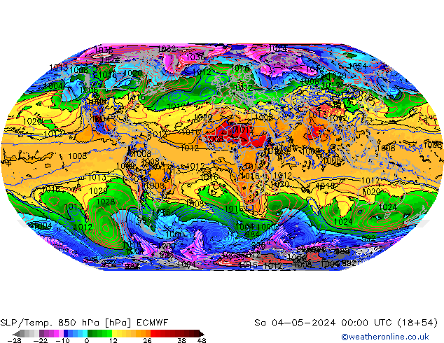 SLP/Temp. 850 hPa ECMWF Sa 04.05.2024 00 UTC