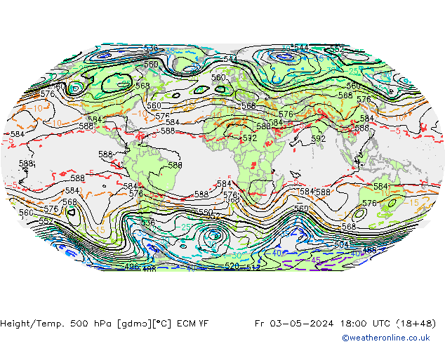 Z500/Rain (+SLP)/Z850 ECMWF пт 03.05.2024 18 UTC