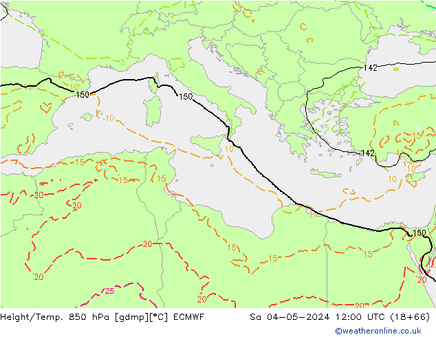 Z500/Rain (+SLP)/Z850 ECMWF sam 04.05.2024 12 UTC